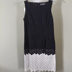 Karl Lagerfeld Black & White Lace Sleeveless Dress